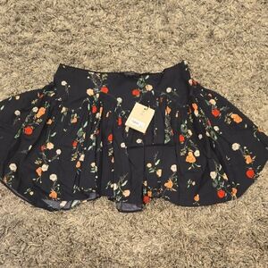 All Saints Black Floral Skater Skirt